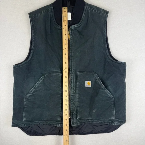 Carhartt Mens Arctic Quilt Lined Duck Vest Faded Black Workwear XL V01 BLK - Picture 5 of 8